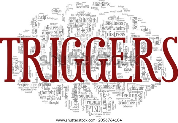 Emotional triggers vector illustration word\
cloud isolated on white\
background.