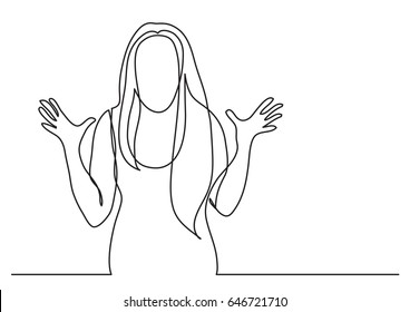 emotional upset woman - continuous line drawing