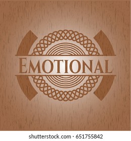 Emotional wooden emblem. Vintage.