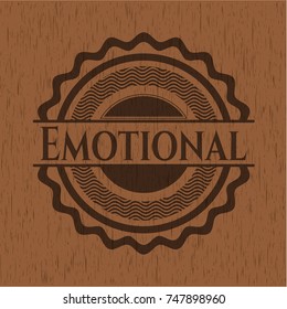 Emotional wooden emblem. Vintage.