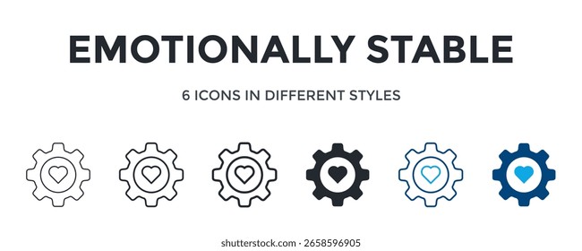Ícone Emocionalmente Estável Na Ilustração De Vetor De Estilo Diferente. Projetado Em Linha Fina, Linha Regular, Linha Em Negrito, Glifo, Linha De Cor E Estilo De Glifo De Cor Pode Ser Usado Para Web