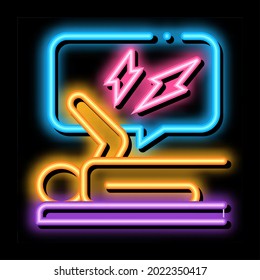 emotionally stressed person neon light sign vector. Glowing bright icon emotionally stressed person sign. transparent symbol illustration