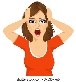 emotionally stressed woman grabbing her head