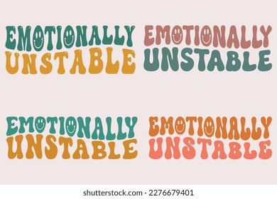 Emotionally unstable retro wavy SVG bundle T-shirt designs