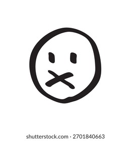 emotionless face hand drawn sticker element