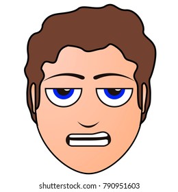 Emotionless man avatar on a white background, Vector illustration