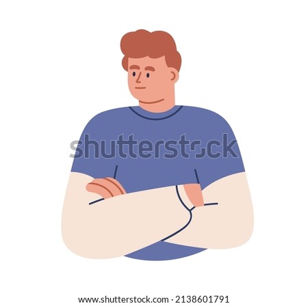 Emotionless person keeping poker face, neutral, unemotional, straight, blank expression. Indifferent calm serious man with no feelings. Flat graphic vector illustration isolated on white background Stock photo © 