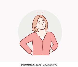 emotionless woman. Hand drawn style vector design illustrations.