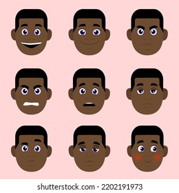 Emotions black boy. Feel. Face. 