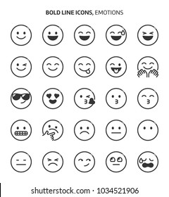 Emotions, bold line icons. The illustrations are a vector, editable stroke, 48x48 pixel perfect files. Crafted with precision and eye for quality.