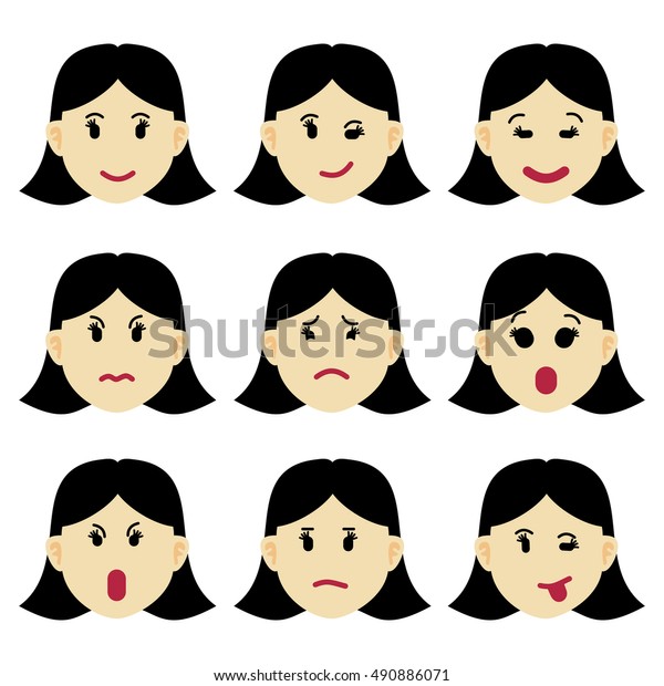 Emotions Cartoon Facial Expressions Set Vector Stock Vector (Royalty ...