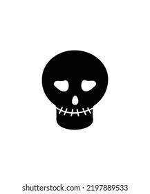 Emotions cartoon skull on a white  background - Skull with smile  Vector illustration.