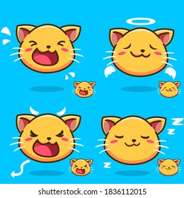 emotions cat head cute illustration