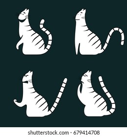 Emotions of the cat. Joy, anger, calmness, fear. Striped cat. Vector illustration 