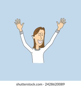 Emotions of a charismatic character in cartoon style. Joy, jubilation.