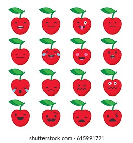 Emotions Cherry. Vector style smile icons. 