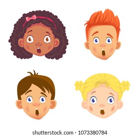 Emotions of childs face. Facial expression vector illustration