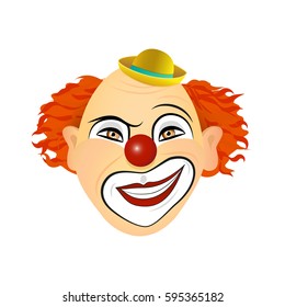 The Emotions Of A Clown Grin, Sarcastic Smile. Vector Illustration Of Flat Design