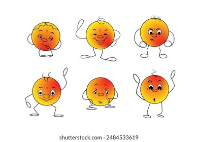 Emociones conjunto de colección personajes lindos feliz triste sorprendido reflexivo avergonzado dibujado a mano caras