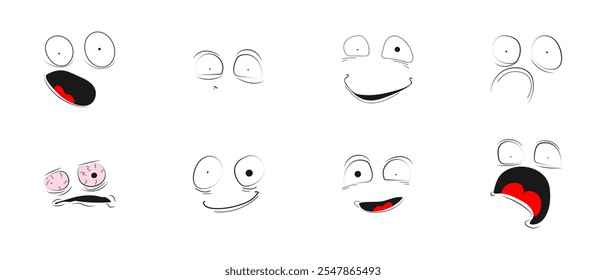 Emotions. Collection of sketch-style eye memes