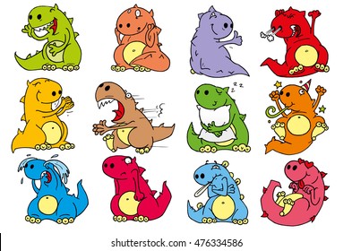 Emotions dinosaur. VECTOR ILLUSTRATION