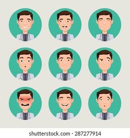 Emotions doctor face vector character