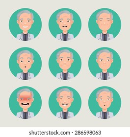 emotions doctor faces vector characters