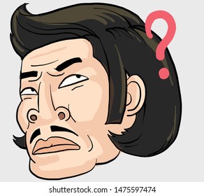 Emotions face of man cartoon, vector