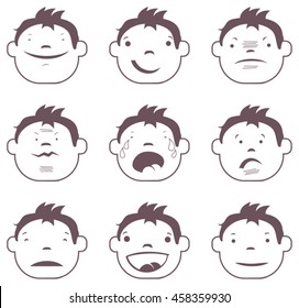 Emotions face vector set. Flat design. 