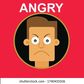 emotions of faces drawings. angry man. vector design.
