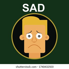 emotions of faces drawings. sad man. vector design.