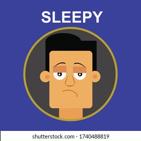 emotions of faces drawings. sleepy man. vector design.