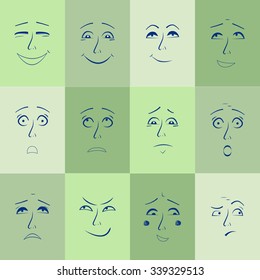 emotions faces vector characters