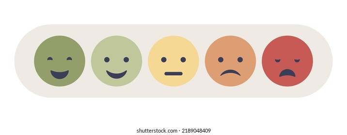 Emotions Feedback Icon. Emotions Scale Concept. Emoji Set For Mood Tracker. Excellent, Good, Normal, Bad And Awful. Customer Survey, Review And Opinion. Vector Flat Illustration