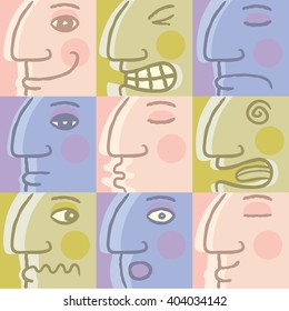 Emotions Feelings Expressions Faces Set