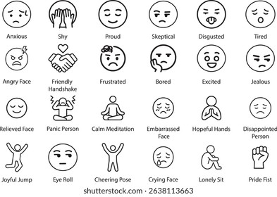 Emotions and Feelings Icon Set, Vector Illustration.