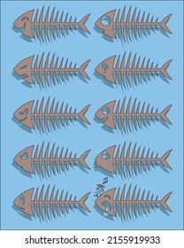 Emotions fishes. A hand-drawn collection of cute fish on a blue background made in Vector that can be used to create children's educational games, decorations caps, children's clothes, toys and more.
