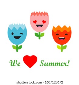 Emotions Of Flowers. Vector illustration for web design or print.