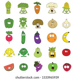 Emotions fruit and vegatable characters vector - Vector
