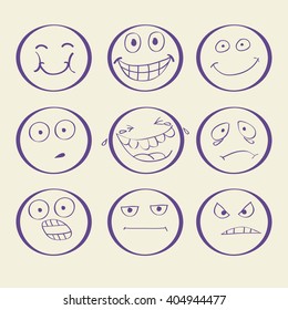 emotions hand-drawn avatars. vector.