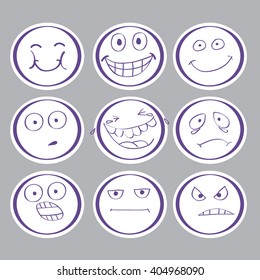 emotions hand-drawn avatars. vector. EPS10.