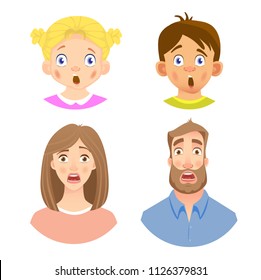 Emotions of human face. Set of avatars with different emotions. Vector illustration