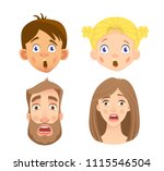 Emotions of human face. Set of human faces expressing emotions. Vector illustration