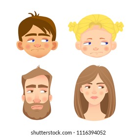 Emotions of human face. Set of human faces expressing emotions. Vector illustration