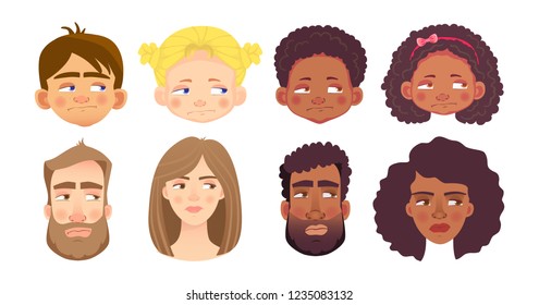 Emotions of human face set. Facial expression. Avatar vector illustration