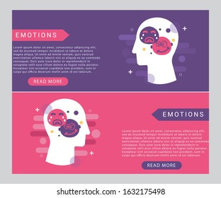 Emotions icon concept with human head