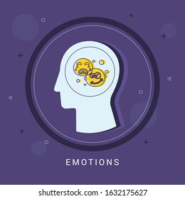 Emotions icon concept with human head