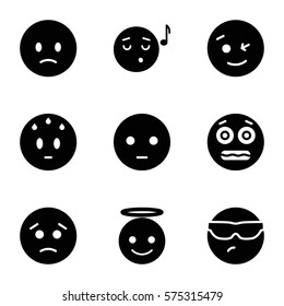 Emotions icon. Set of 9 Emotions filled icons