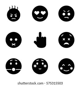 Emotions icon. Set of 9 Emotions filled icons