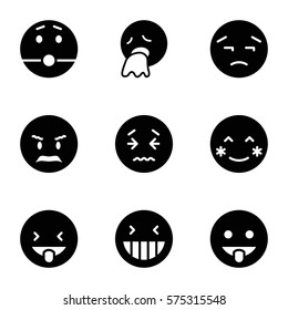Emotions icon. Set of 9 Emotions filled icons